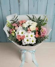 Букет цветов из:  Розы, Лизиантусы и Хризантемы в Кенже