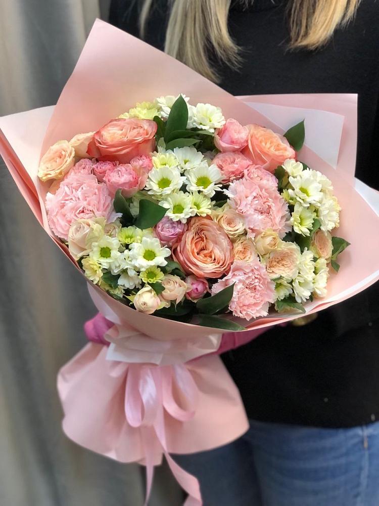 Букет цветов из: Гвоздики, Розы и Хризантемы в Кенже