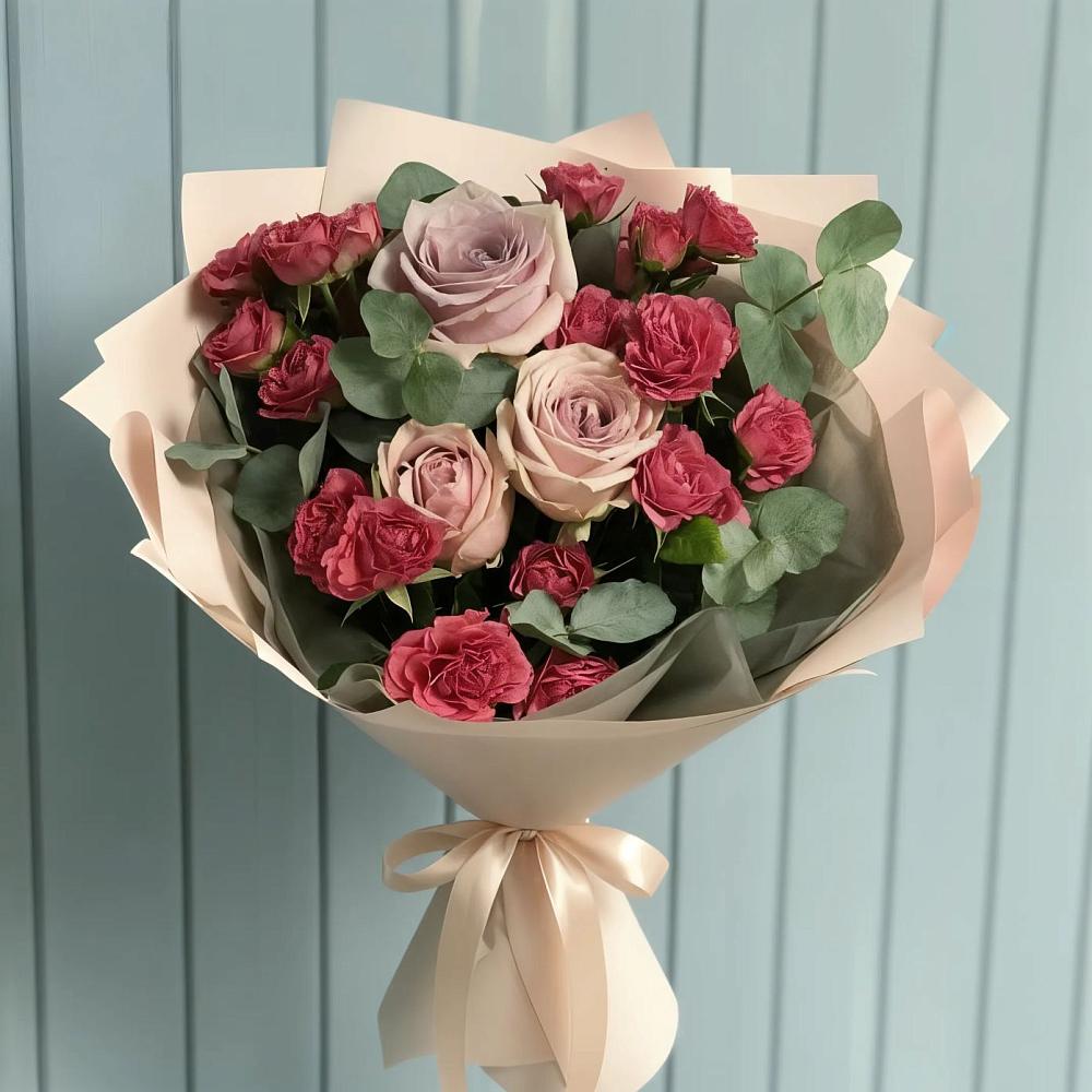 Букет цветов из: Гвоздики и Розы в Кенже