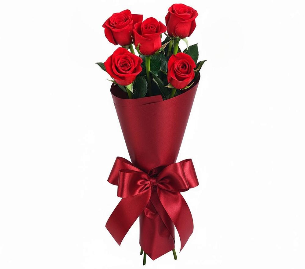 Букет 5 Красных роз Эдлесс Лав в Кенже