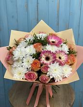 Букет цветов из:  Розы, Герберы и Хризантемы в Кенже