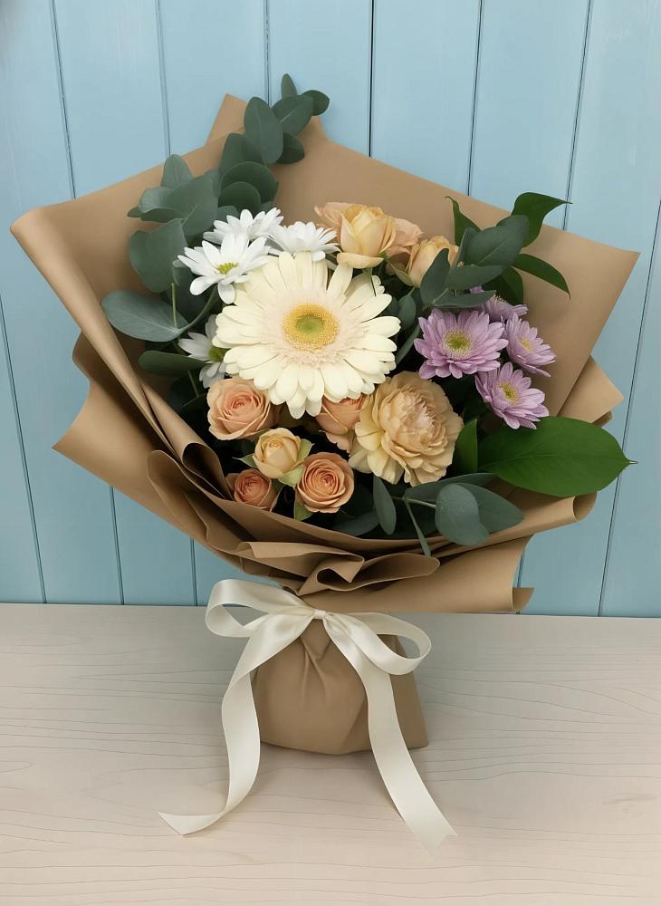 Букет цветов из: Герберы и Хризантемы в Кенже