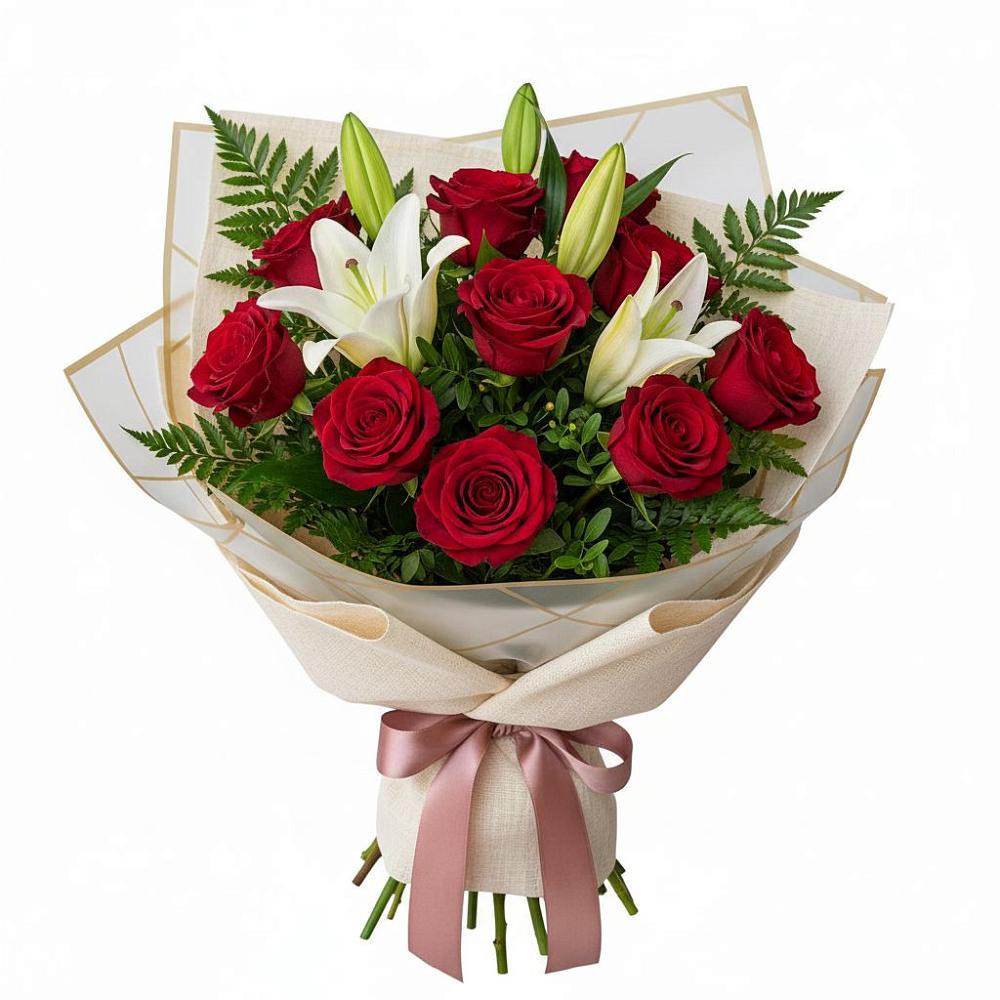 Букет цветов из: Лилии и Розы в Кенже