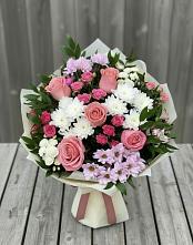 Букет цветов из:  Альстромерии, Гвоздики, Розы и Хризантемы в Кенже