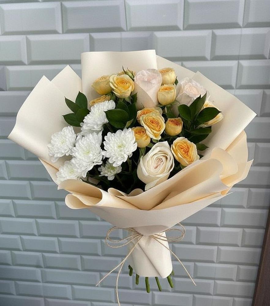 Букет цветов из: Розы и Хризантемы в Кенже