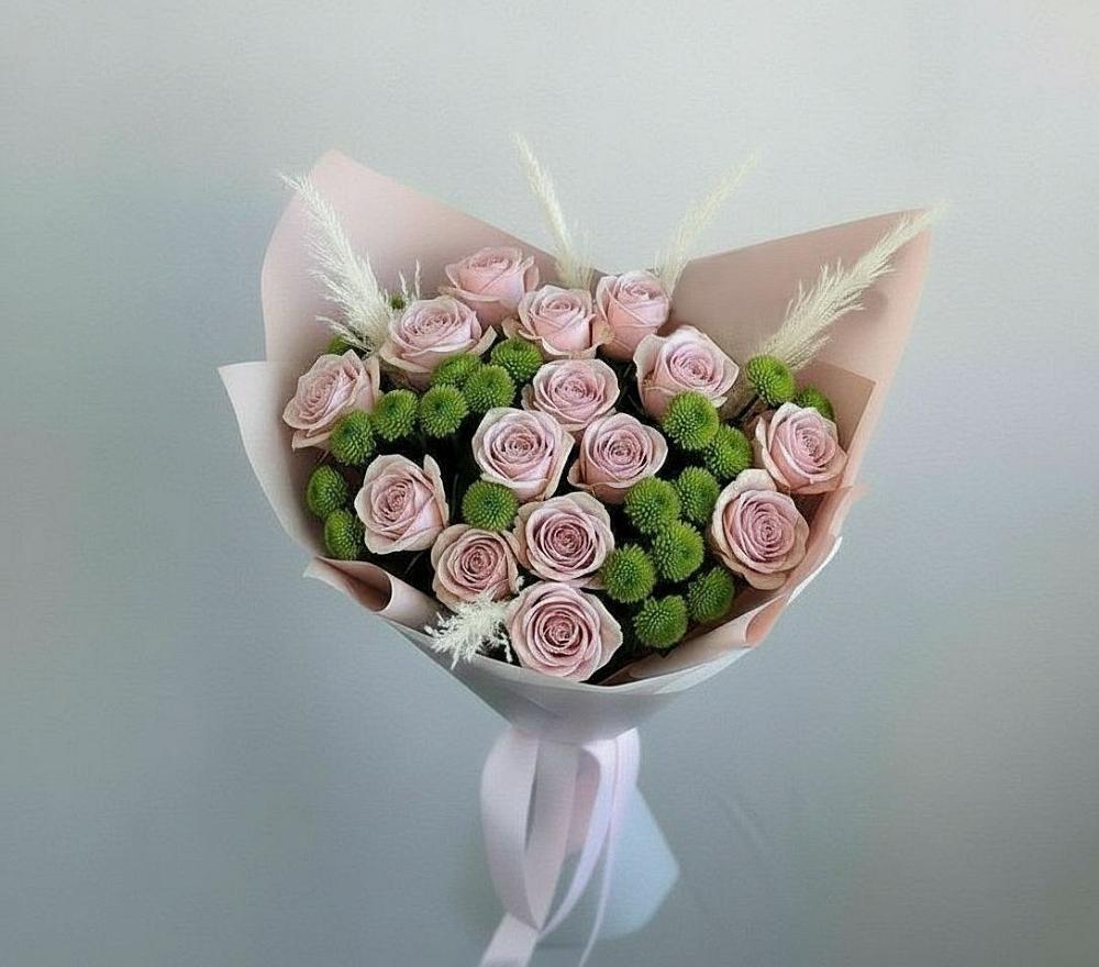 Букет цветов из: Розы и Хризантемы в Кенже