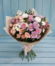 Букет цветов из:  Хризантемы, Розы и Альстромерии в Кенже