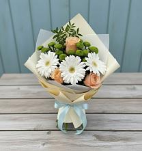 Букет цветов из:  Герберы, Розы и Хризантемы в Кенже