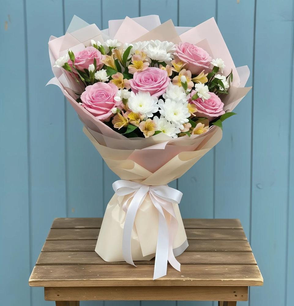 Букет цветов из: Гвоздики, Орхидеи и Розы в Кенже