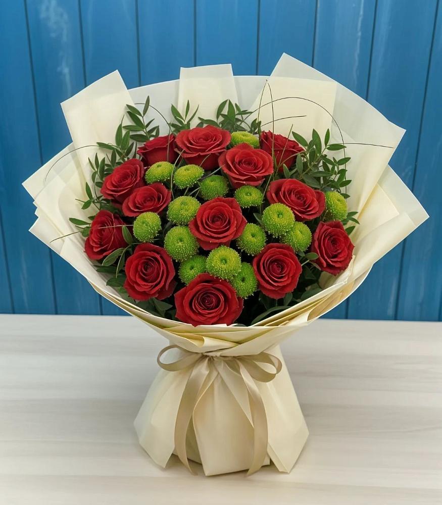 Букет цветов из: Розы и Хризантемы в Кенже